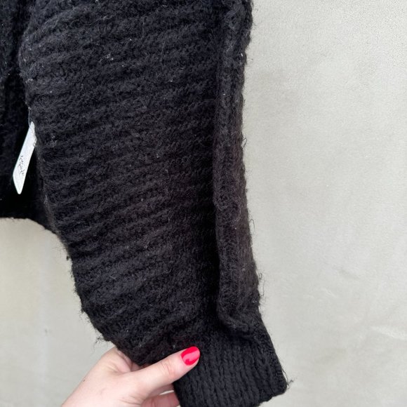 Free People Carter Pullover Knit Sweater Black Boatneck Raglan Long Sleeve Large - Picture 9 of 13
